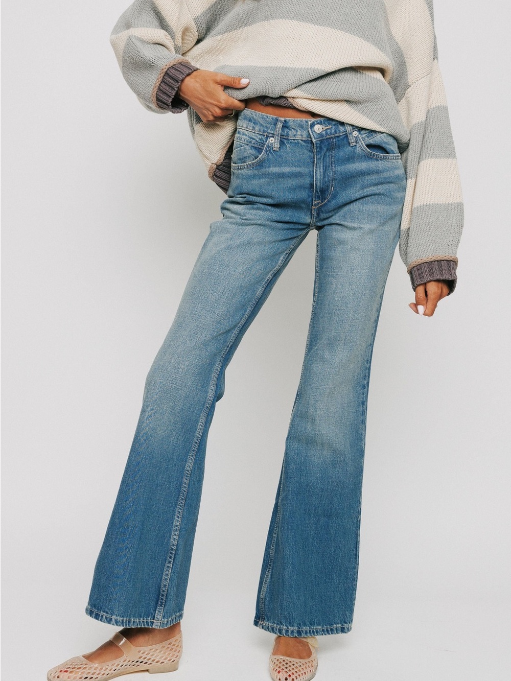 Free People Classic High-Rise Blue Flared Women's Jeans